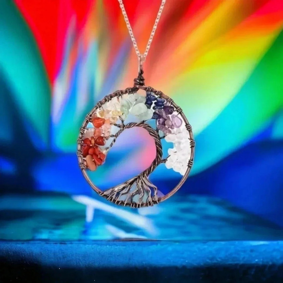 Chakra Tree of Life Pendant Necklace - Picture 2 of 6